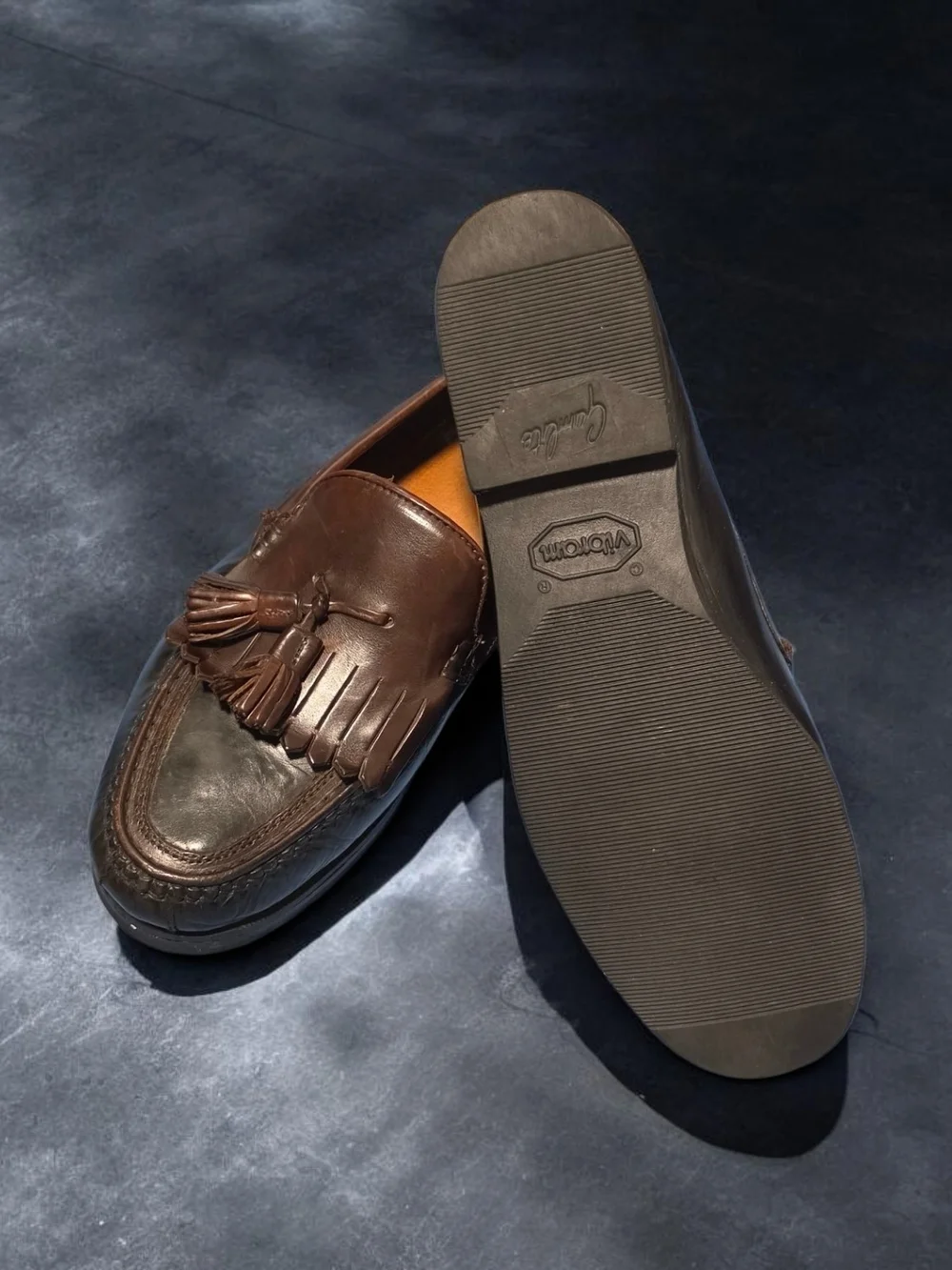 Johnston & Murphy Dark Brown Leather Tassel Kiltie Loafers